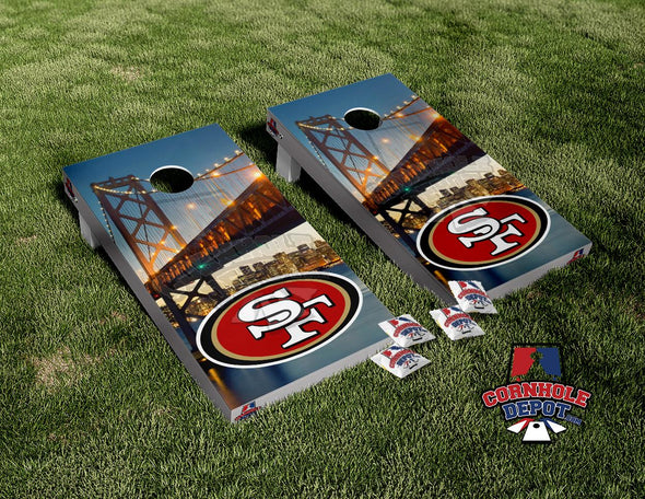 San Francisco Skyline 49ers Cornhole Board Vinyl Wrap Skins Laminated Sticker Decal Set