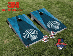Sea Shell Blue Wood Cornhole Board Vinyl Wrap Skins  Laminated Decal Sticker Set