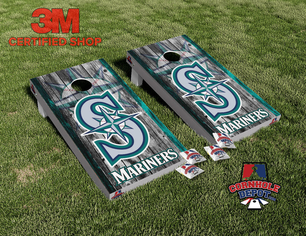 Seattle Mariners Cornhole Board Vinyl Wrap Skins Laminated Sticker Set Decal