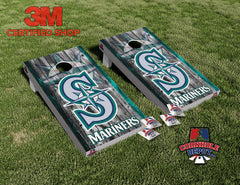 Seattle Mariners Cornhole Board Vinyl Wrap Skins Laminated Sticker Set Decal