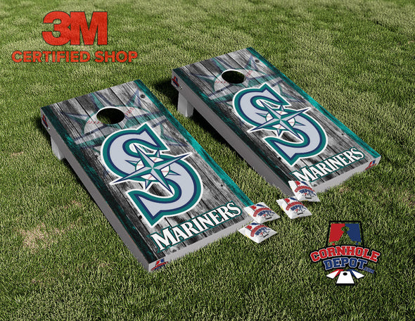 Seattle Mariners Cornhole Board Vinyl Wrap Skins Laminated Sticker Set Decal
