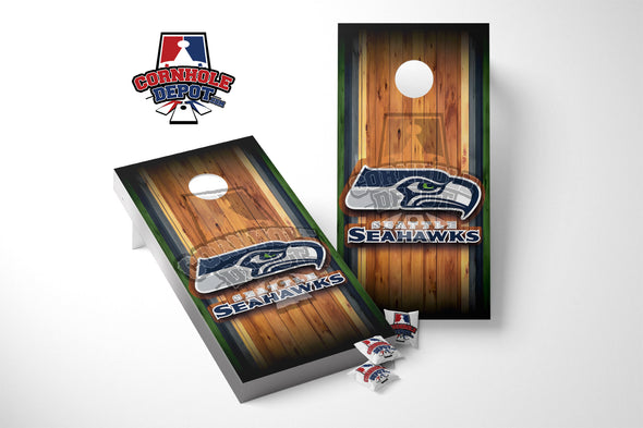 Seattle Seahawks Brown Cornhole Board Vinyl Wrap Skins Laminated Sticker Set Decal