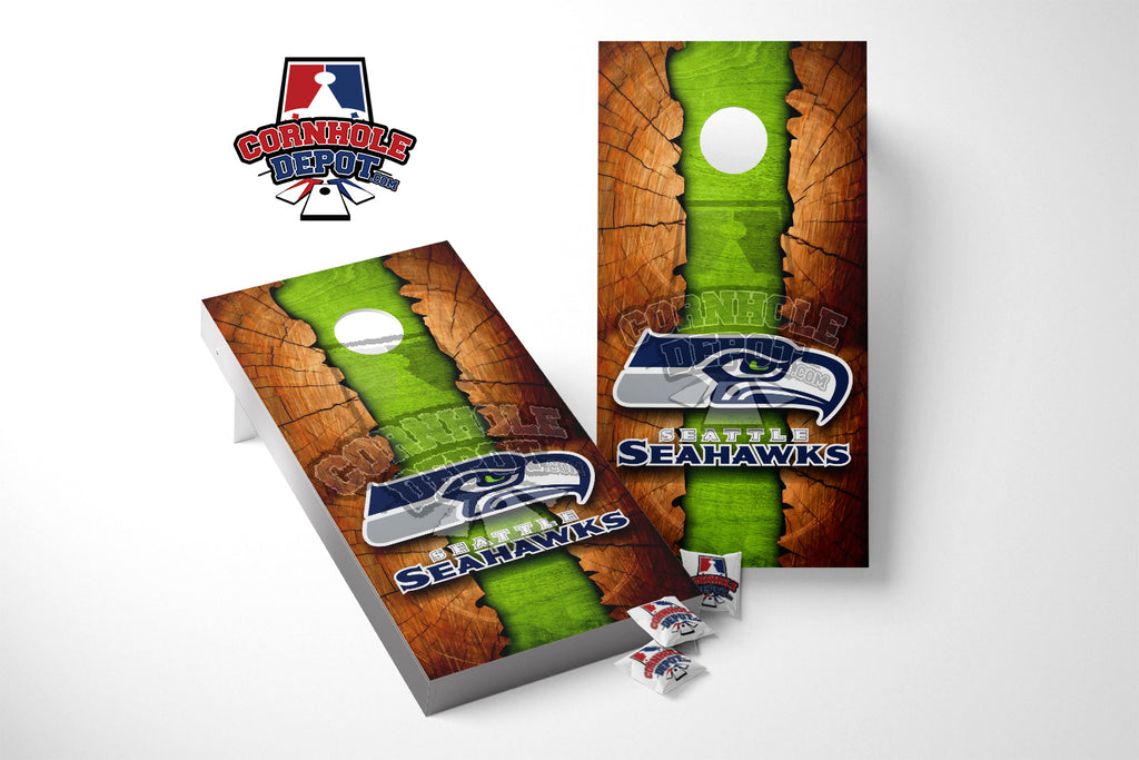 Seattle Seahawks Green Cornhole Board Vinyl Wrap Skins Laminated Sticker Set Decal