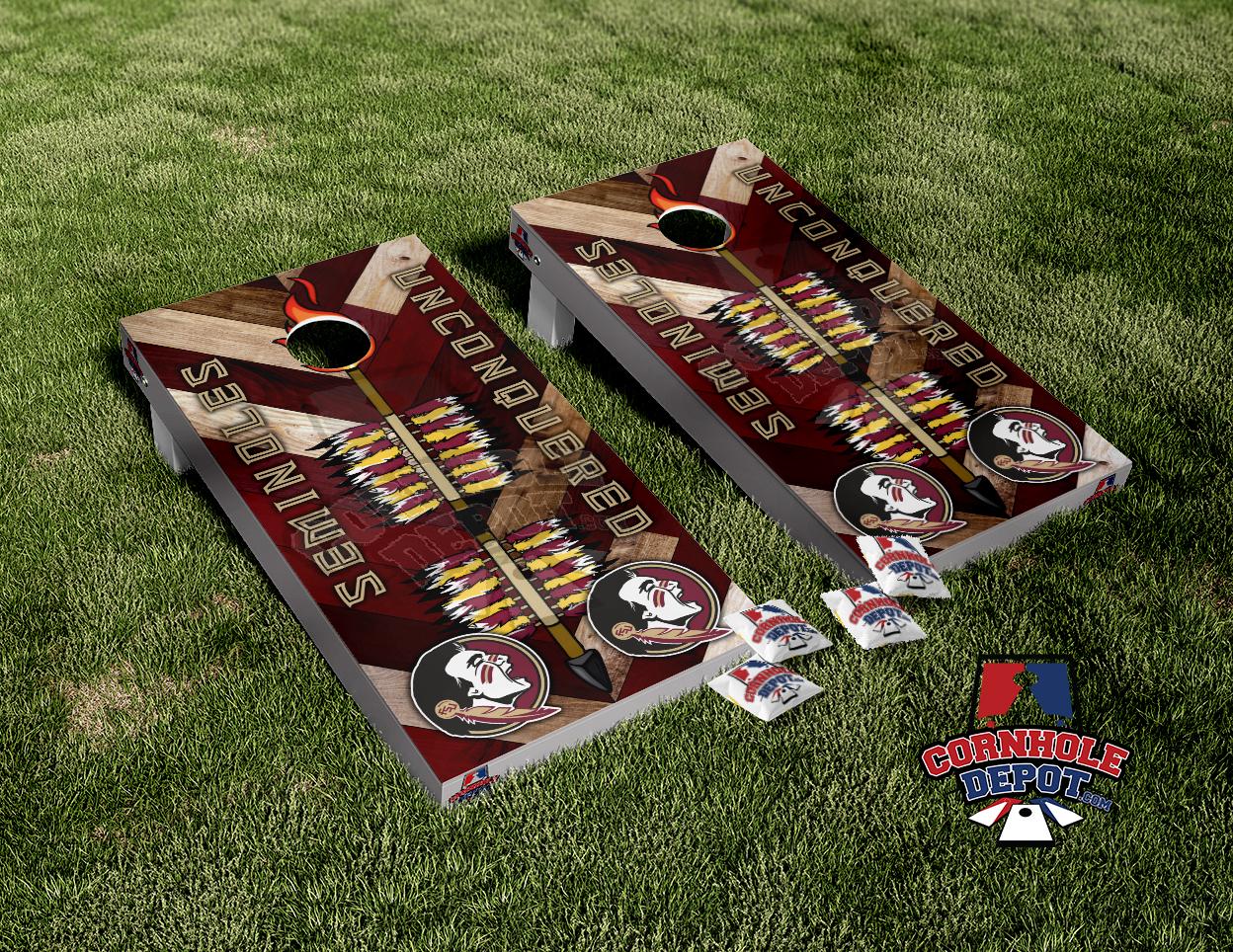 FSU Seminoles Unconquered Cornhole Board Vinyl Wrap Skins Laminated St ...