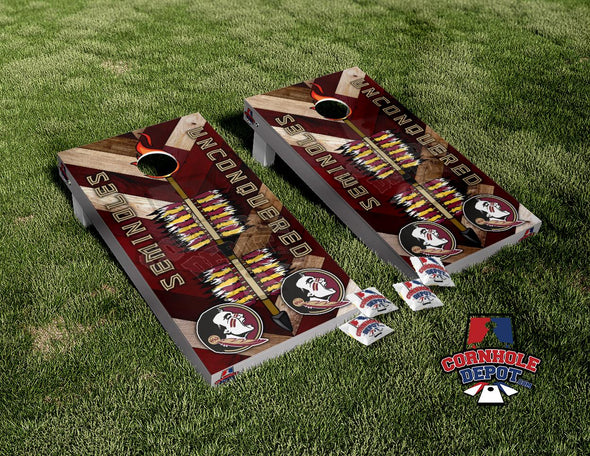 FSU Seminoles Unconquered Cornhole Board Vinyl Wrap Skins Laminated Sticker Set Decal
