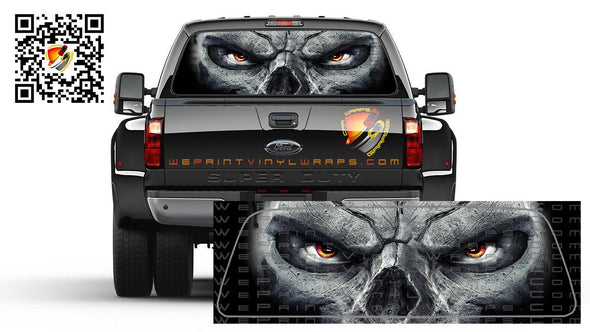 Skull Reaper Grim Rear Window Tint  Perforated Graphic Vinyl Trucks Cars Campers