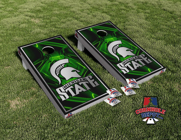 Spartans Michigan MSU Green Cornhole Board Vinyl Wrap Skins Laminated Sticker Set Decal