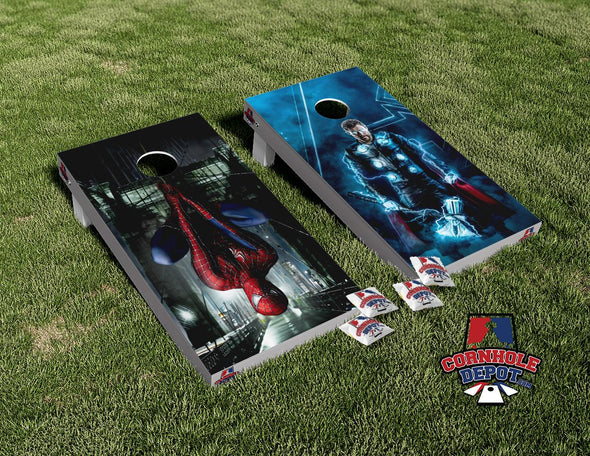 Spiderman  Cornhole Board Vinyl Wrap Skins Laminated Sticker Set Decal