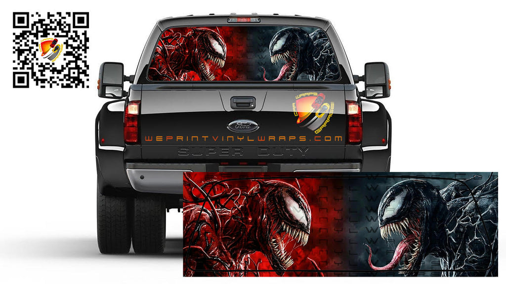 Spiderman Carnage and Venom Rear Window Tint Perforated Vinyl Graphic Decal Trucks Cars Campers