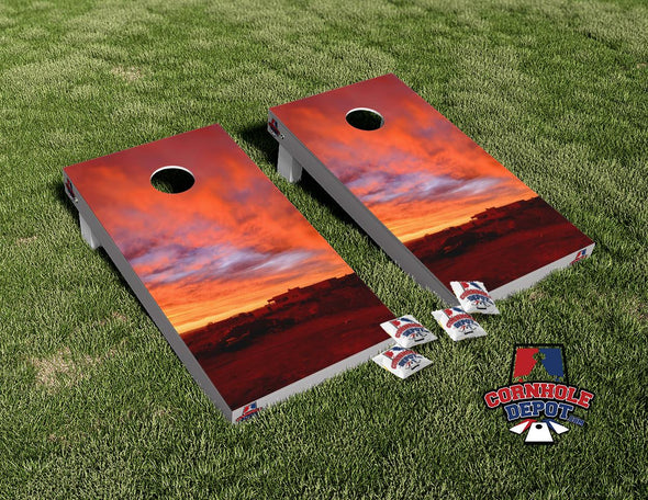 Sunset Cornhole Board Vinyl Wrap Skins Laminated Sticker Set Decal