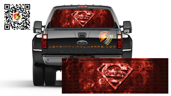 Superman Red Rear Window Tint Perforated Graphic Vinyl Decal  Cars Trucks  Campers RV
