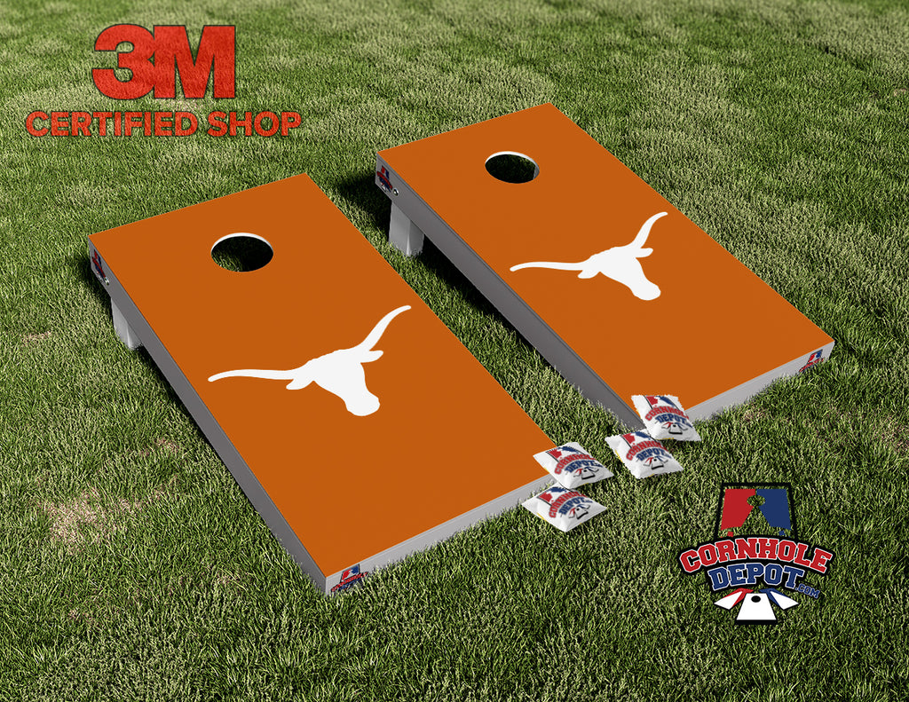 Texas Longhorn Burnt Orange Cornhole Board Vinyl Wrap Laminated Sticker Set Decal