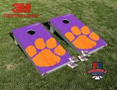 Clemson Tigers Paw Cornhole Board Vinyl Wrap Skins Laminated Sticker Set  Decal