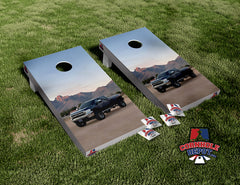 Truck Mountains American  Cornhole Board Vinyl Wrap Laminated Sticker Set Decal