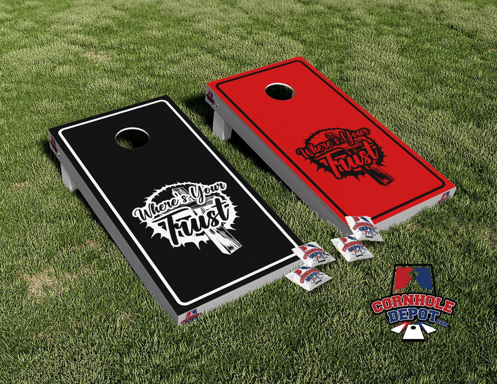 Tafoya~  1 Where's your trust and 1 decal only Tafoya Cornhole Board Vinyl Wrap Laminated Sticker Set Decal