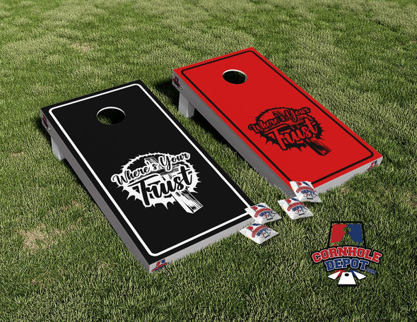 Tafoya~  1 Where's your trust and 1 decal only Tafoya Cornhole Board Vinyl Wrap Laminated Sticker Set Decal
