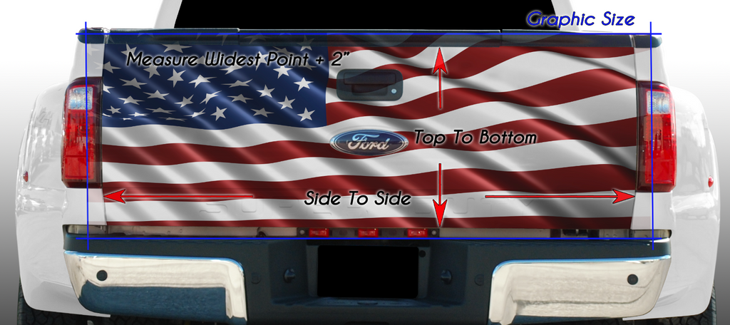 American Flag Wavy Eagle Patriotic Tailgate Wrap Vinyl Graphic Decal Sticker Truck Campers