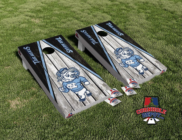 Tar Heels Carolina Ram Washed Cornhole Board Vinyl Wrap Skins Laminated Sticker Set Decal