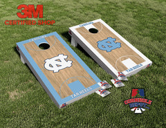 Jeff~ NC TAR HEELS Court Cornhole Board Vinyl Wrap Skins Laminated Sticker Set Decal