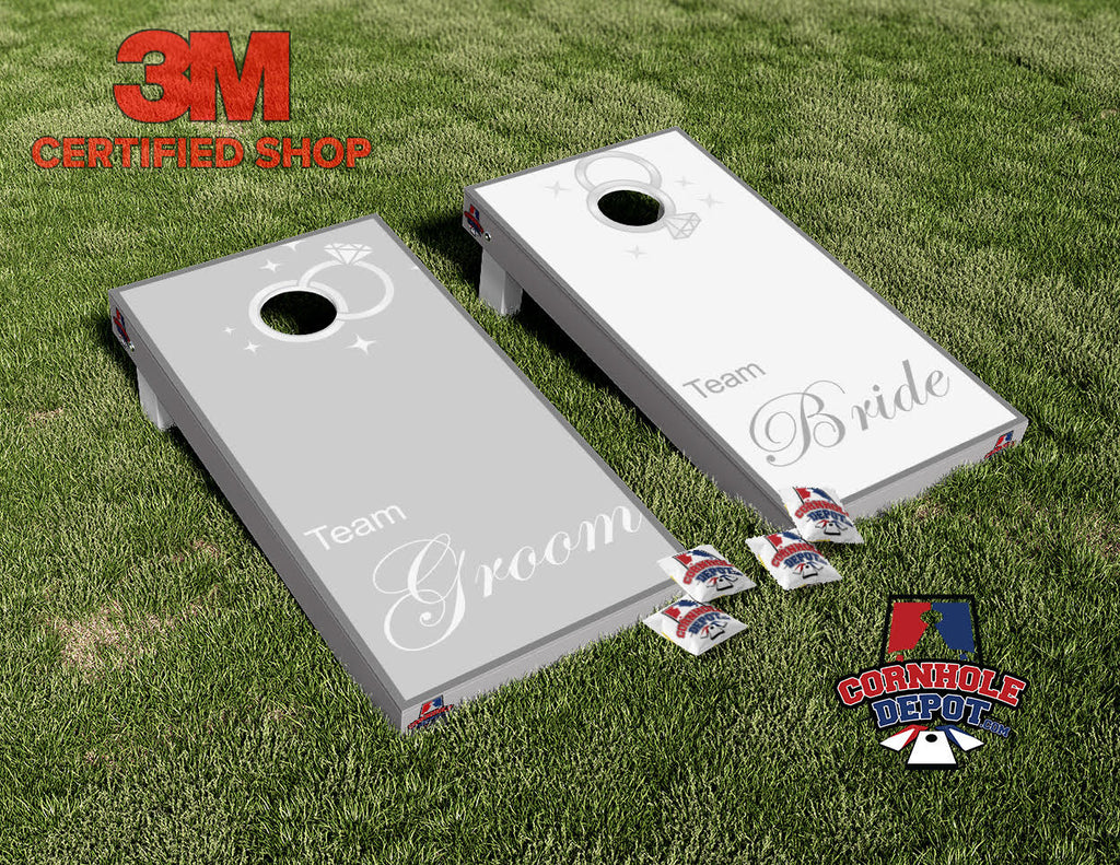 Team Bride and Groom Cornhole Board Vinyl Wrap Laminated Sticker Decal Set Wedding Gifts