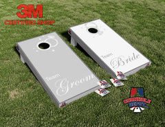 Team Bride and Groom Cornhole Board Vinyl Wrap Laminated Sticker Decal Set Wedding Gifts