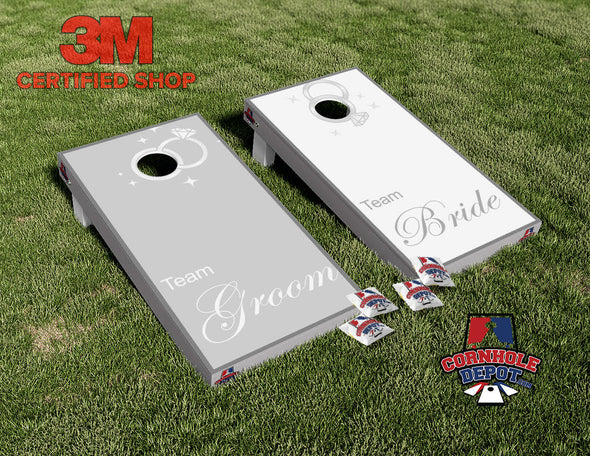 Team Bride and Groom Cornhole Board Vinyl Wrap Laminated Sticker Decal Set Wedding Gifts