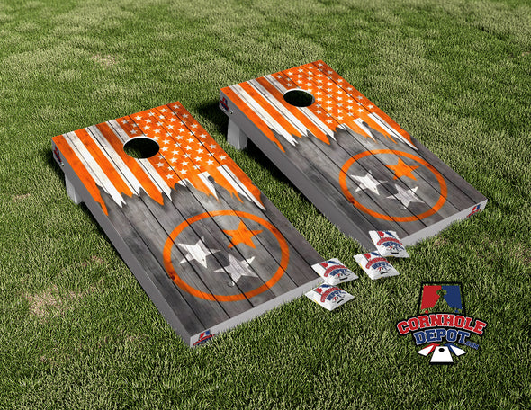 American Flag Tennessee Orange Cornhole Board Vinyl Wrap Skins Laminated Sticker Set Decal