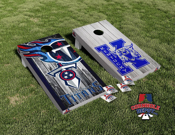 Tennessee Titans and Kentucky Split Set Cornhole Board Vinyl Wrap Skins Laminated Sticker Set Decal