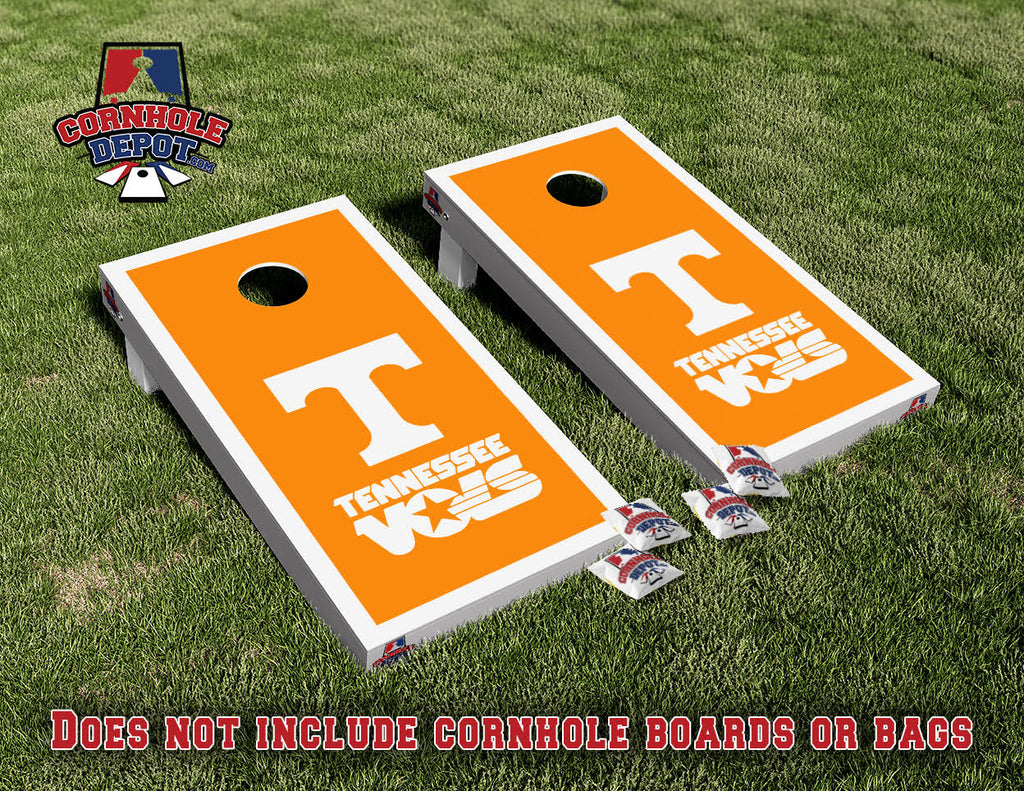 Tennessee Volunteer Orange Cornhole Board Vinyl Wrap Skins Laminated Sticker Set Decal