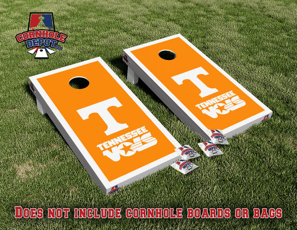 Tennessee Volunteer Orange Cornhole Board Vinyl Wrap Skins Laminated Sticker Set Decal
