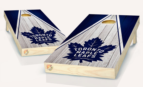 Toronto Maple Leafs Gray Wood Cornhole Board Vinyl Wrap Laminated Sticker Set Decal
