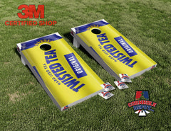 Twisted Tea Yellow Cornhole Board Vinyl Wrap Skins Laminated Sticker Set Decal