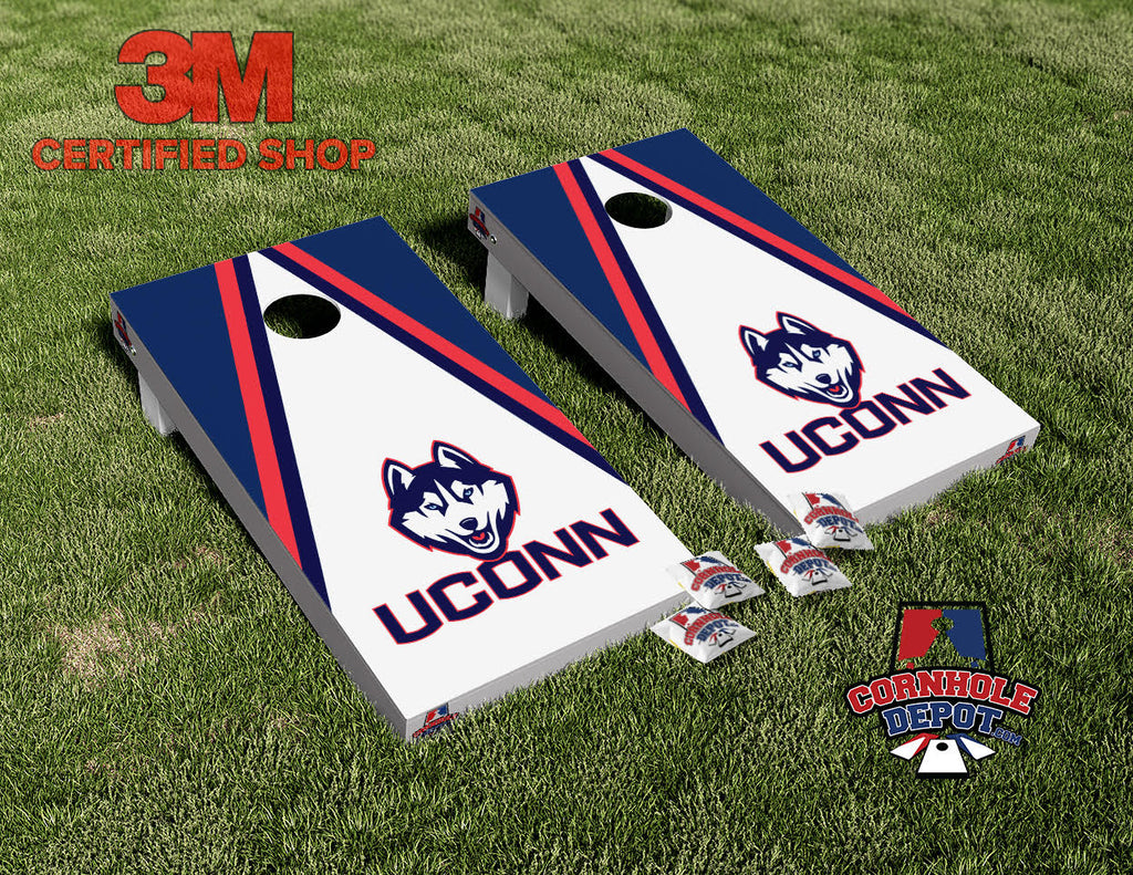 UCONN Cornhole Board Vinyl Wrap Skins Laminated Sticker Set Decal