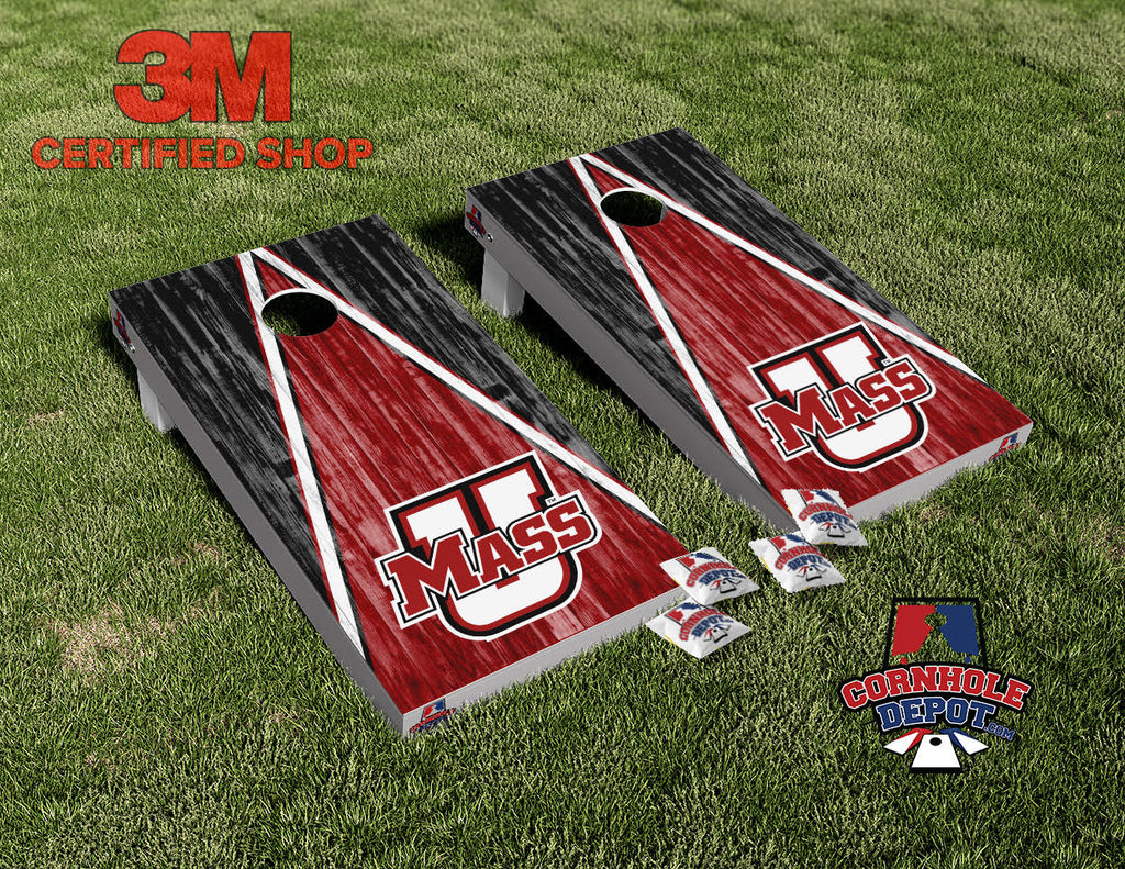 UMASS Washed Cornhole Board Vinyl Wrap Skins Laminated Sticker Set Decal