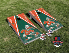 UM Hurricanes Miami Cornhole Board Vinyl Wrap Laminated Sticker Set Decal