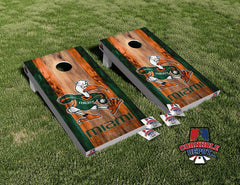 UM Hurricanes Wood Cornhole Board Vinyl Wrap Laminated Sticker Set Decal