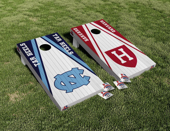 UNC Tar Heels and Harvard Cornhole Board Vinyl Wrap Laminated Sticker Set Decal