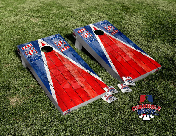 USA Blue, White and Red Washed Cornhole Board Vinyl Wrap Skins Laminated Set Decal