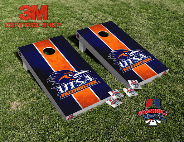 UTSA Roadrunners Dark Blue Cornhole Board Vinyl Wrap Skins Laminated Sticker Decal Set