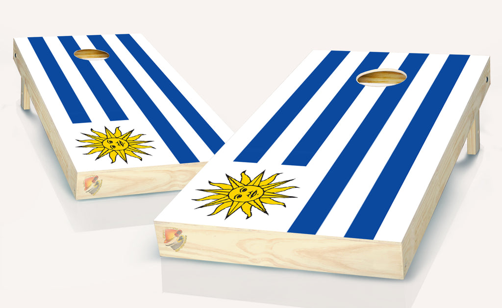 Uruguay Flag Cornhole Board Vinyl Wrap Skins  Laminated Sticker Set Decal
