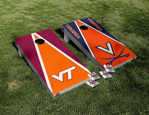 Virginia Cavaliers/Tech VT Split Set  Cornhole Board Vinyl Wrap Laminated Sticker Set