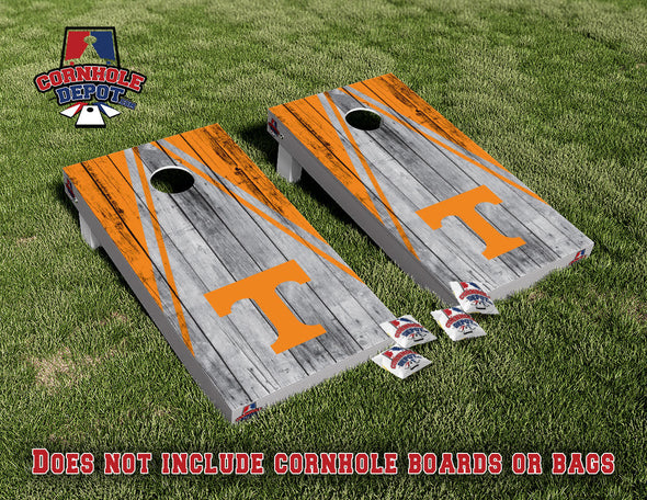 Tennessee Volunteer Washed Wood Triangle Cornhole Board Vinyl Wrap Skins Laminated Sticker Set Decal