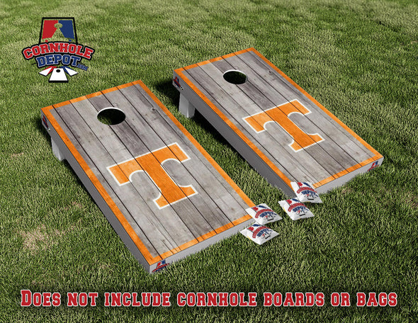 Tennessee Volunteer Washed Wood Cornhole Board Vinyl Wrap Skins Laminated Sticker Set Decal