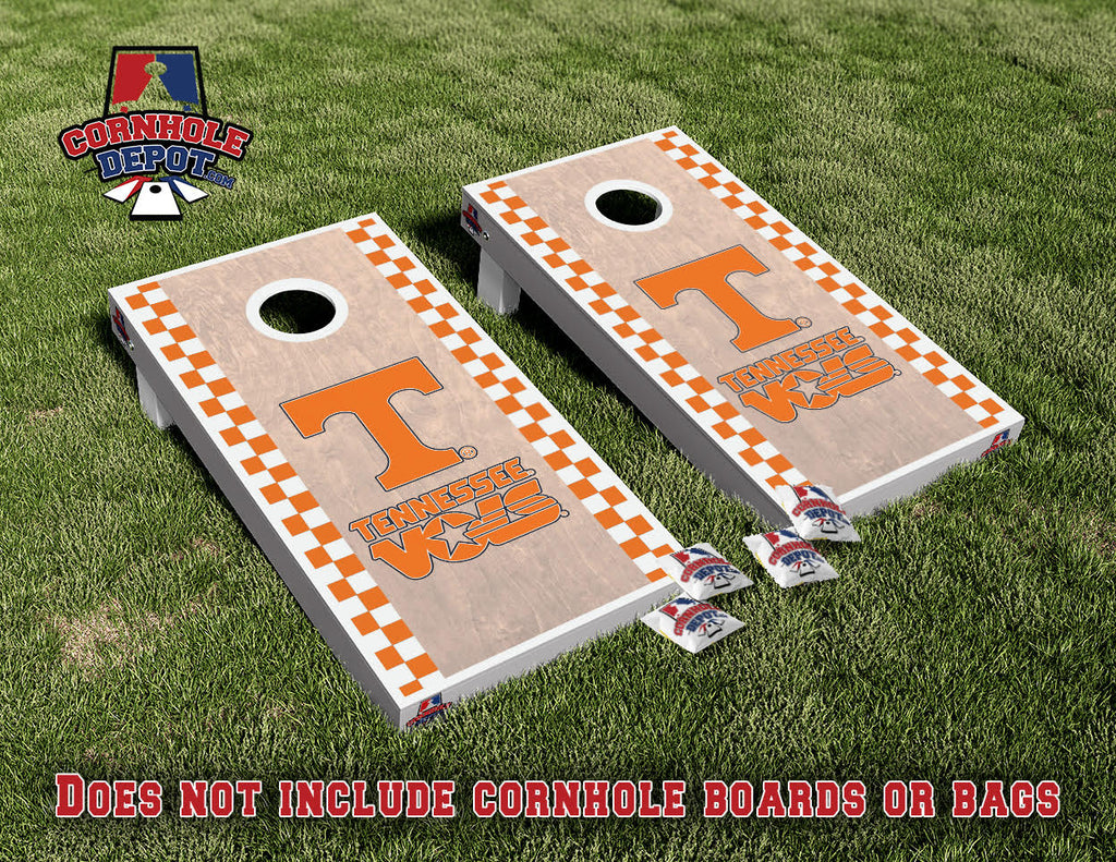 Tennessee Volunteer Vols Light Wood Cornhole Board Vinyl Wrap Skins Laminated Sticker Set Decal
