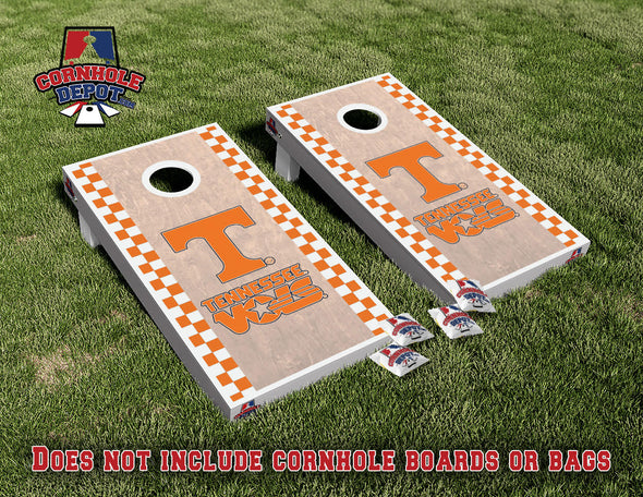 Tennessee Volunteer Vols Light Wood Cornhole Board Vinyl Wrap Skins Laminated Sticker Set Decal