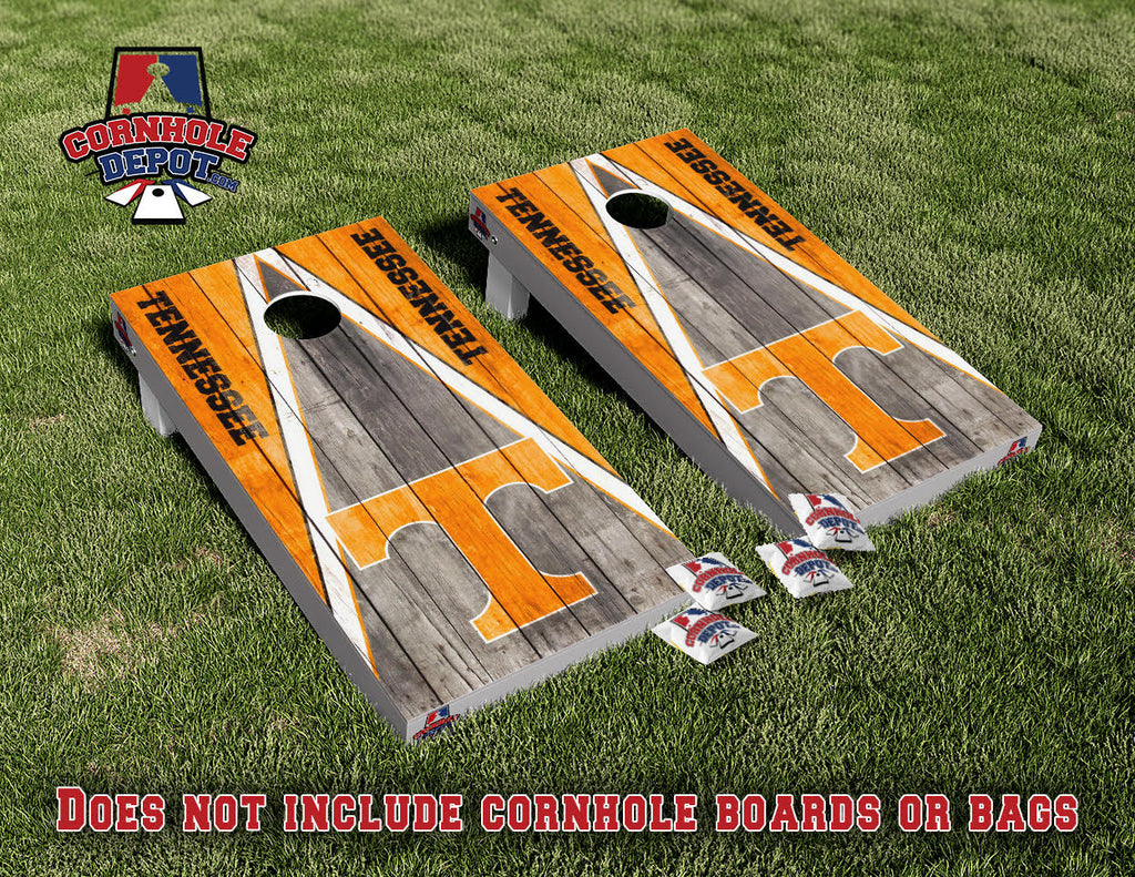 Tennessee Volunteer Vols Orange Washed Wood Cornhole Board Vinyl Wrap Skins Laminated Sticker Set Decal