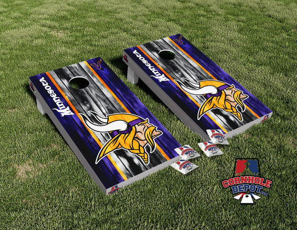 Minnesota Vikings Washed Wood Cornhole Board Vinyl Wrap Skins Laminated Sticker Set Decal