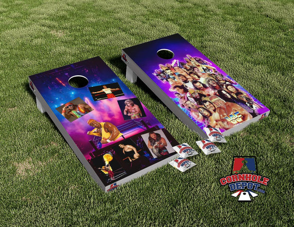 Wrestling WF Split Set  Cornhole Board Vinyl Wrap Skins Laminated Sticker Set Decal