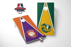 Clemson Tigers and W&M Tribe Split Set Cornhole Board Vinyl Wrap Skins Laminated Sticker Set  Decal