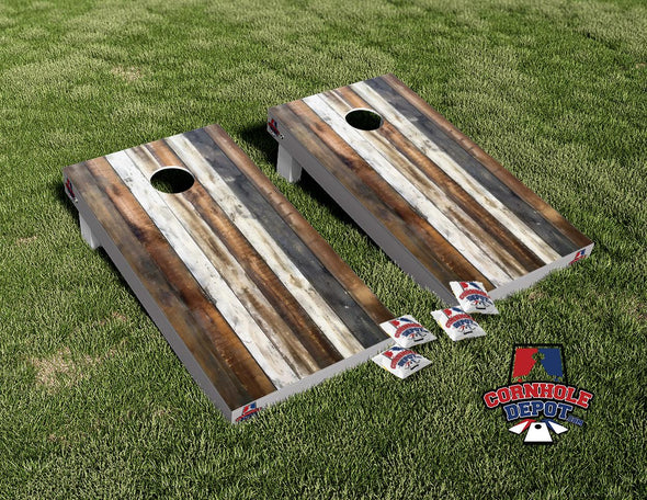 Weathered Wood Cornhole Board Vinyl Wrap Skins Laminated Sticker Set Decal